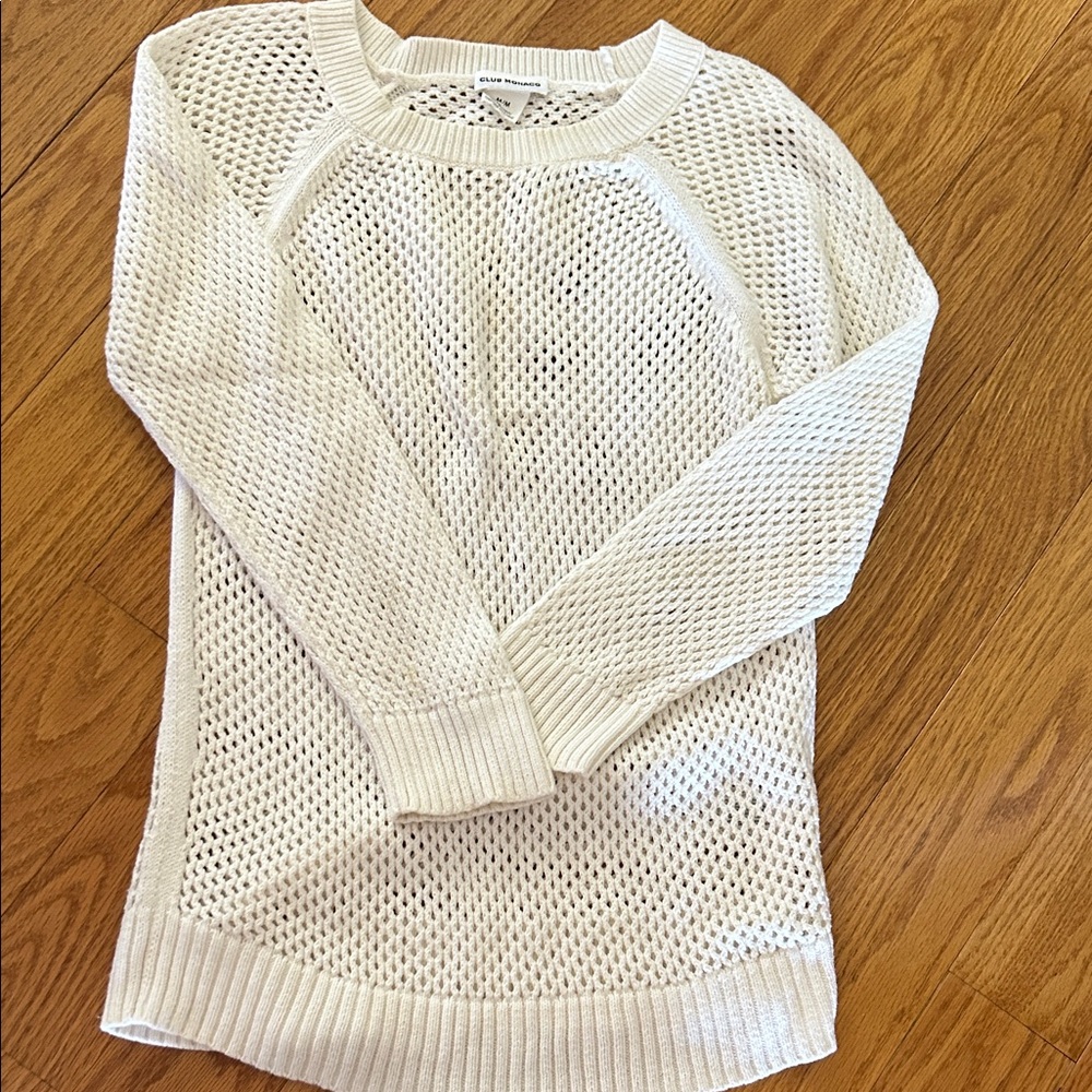 Club Monaco Open Knit Cream Sweater M